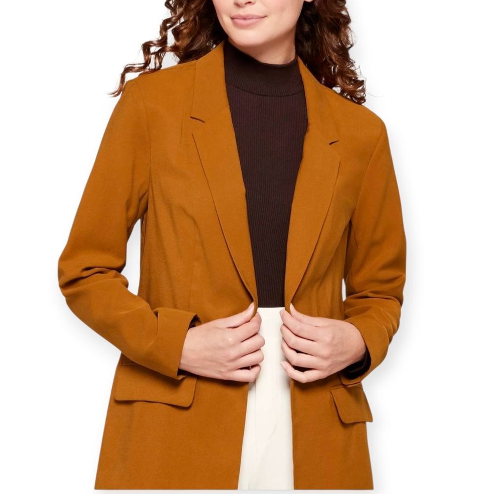 BCBGeneration Carmel Longline One Button Long Sleeve Blazer XL Cognac Career